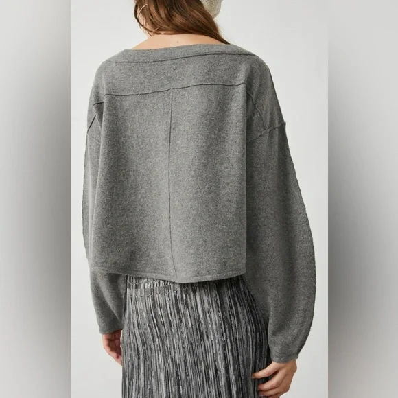 Free People XS Jamie Sweater Heather Wool Blend Gray NWoT $148 - Picture 3 of 12